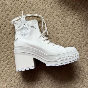 NWT Chuck 70 De Luxe Heel Platform Western white bridal bachelorette SIZE 10